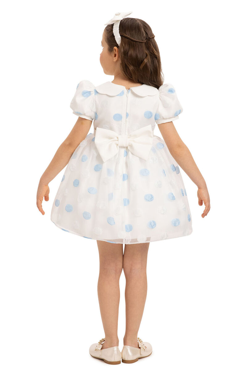 Blue Polka Dot Baby Dress with Hair Accessory 6-24 MONTH 35420PR - 10