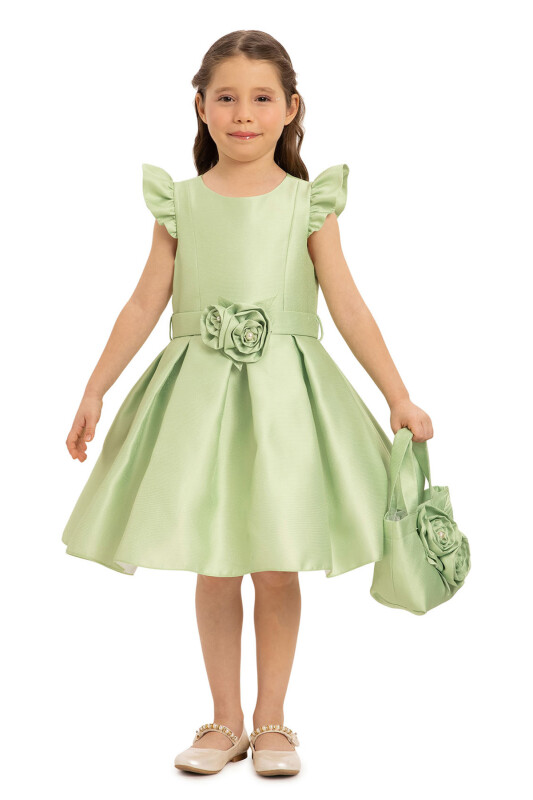 Green Dress with Matching Floral Bag 3-7 AGE 35300PR - 3