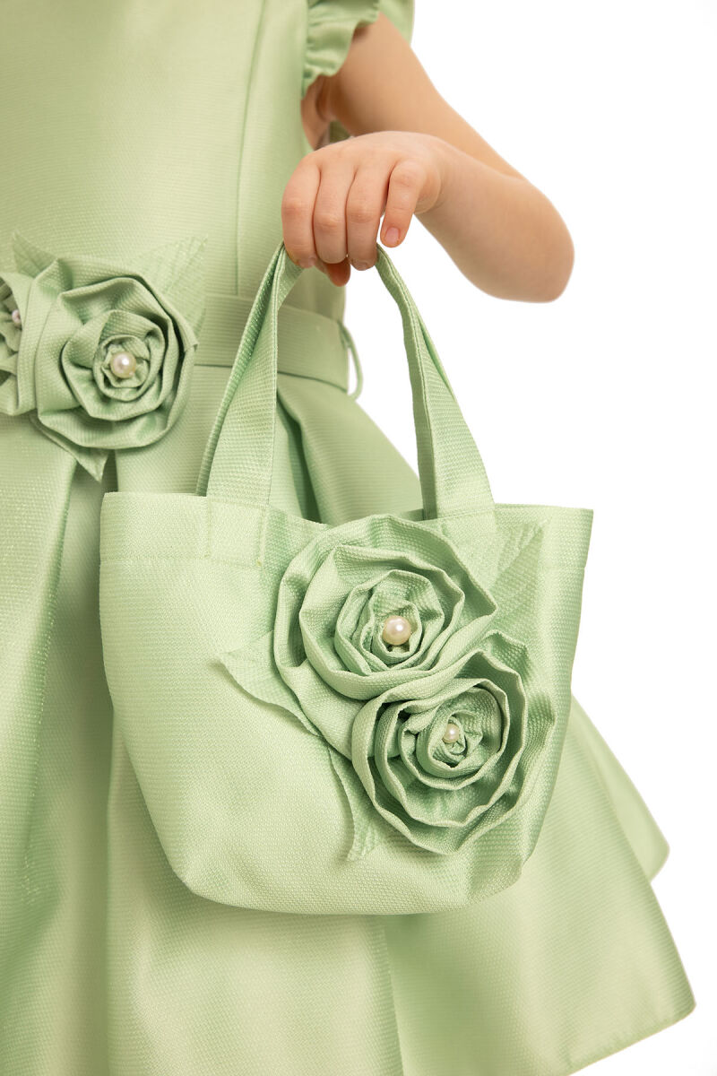 Green Dress with Matching Floral Bag 3-7 AGE 35300PR - 9
