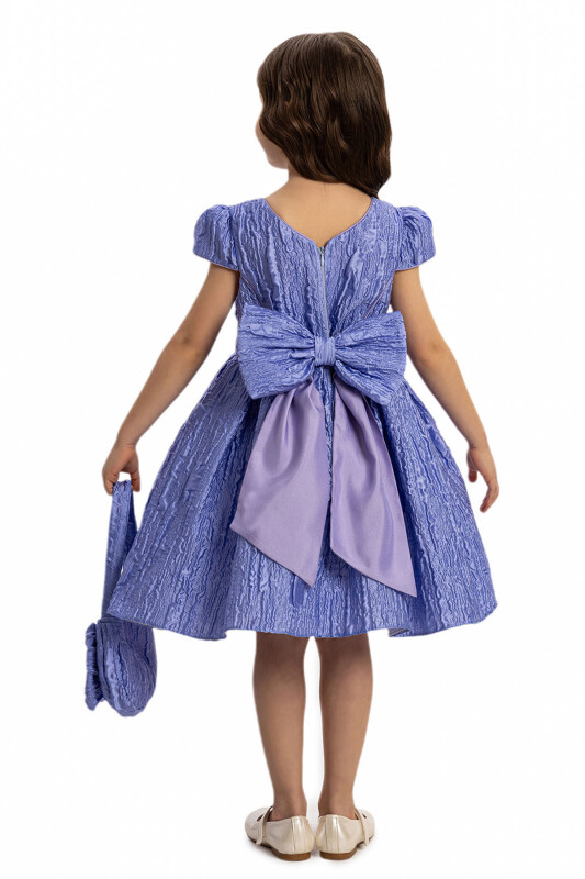 Purple Textured Dress with Matching Bag 3-7 AGE 35443PR - 5