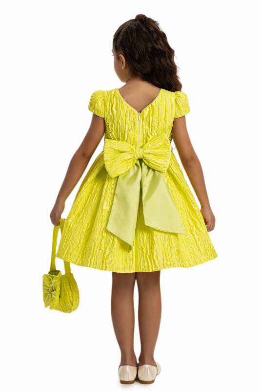 Green Textured Dress with Matching Bag 3-7 AGE 35443PR - 8