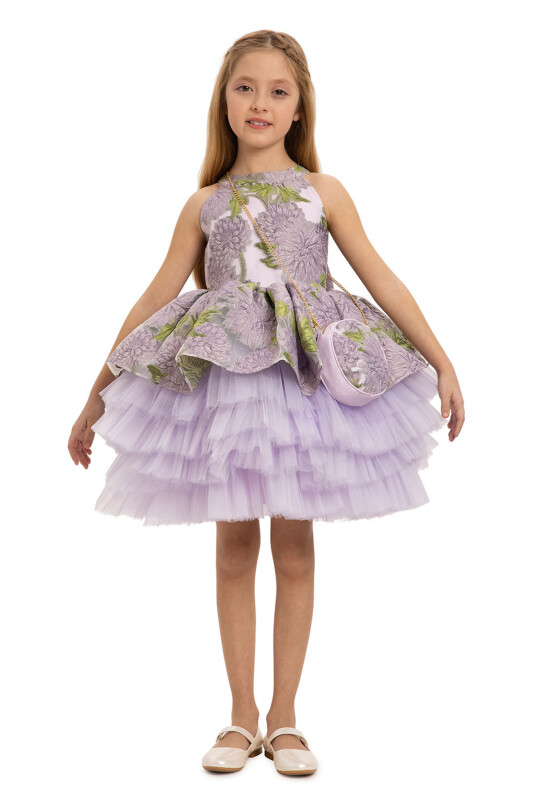 Lilac Layred Dress with Bag 3-7 AGE 35444PR - 1