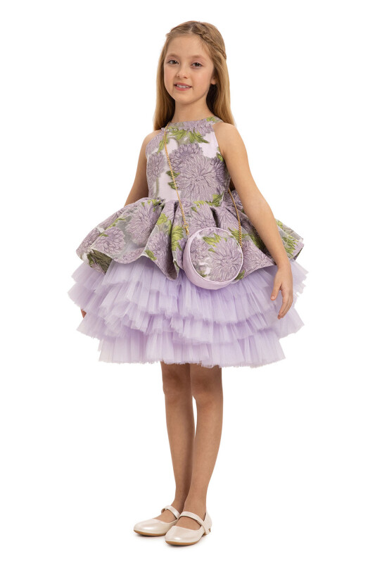 Lilac Layred Dress with Bag 3-7 AGE 35444PR - 2